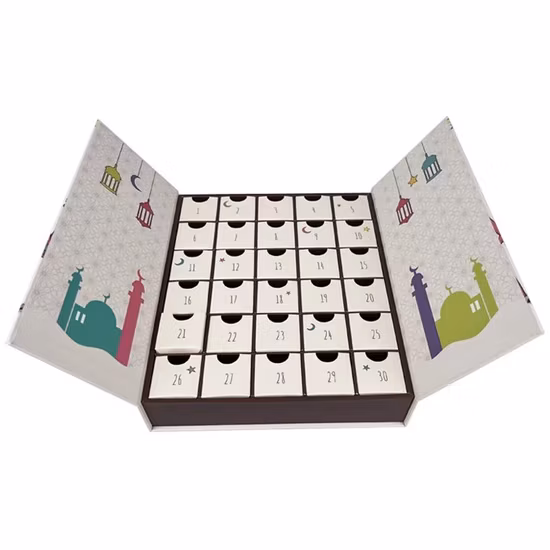 Kundenspezifische Design-Papierverpackungsboxen, Lebensmittelqualität, Schokolade, Geschenk, Weihnachtsgeschenk, 12-Tage-Weihnachtszähl-Countdown, Ramadan-Adventskalender, Blindbox